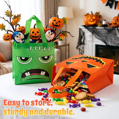 Zoonlinpp 24 Pcs Halloween Goodie Bags Cute Non-Woven Tote Goody Candy Gift Bag for Halloween Themed Trick or Treat Party