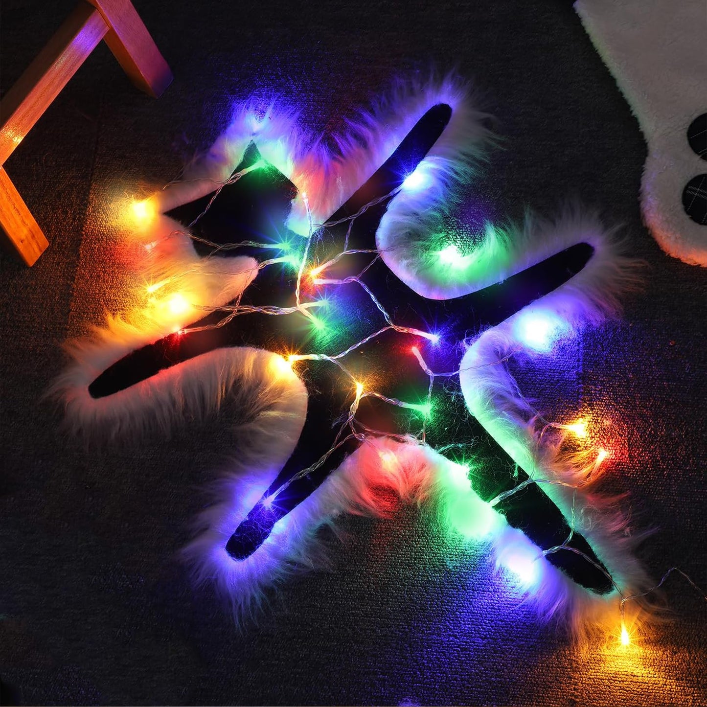 Funny Light Up Cat Rug with Multi-Color Flashing Lights | Holiday Party Decoration Mat | Battery Powered | Machine Washable Halloween (20"x24")