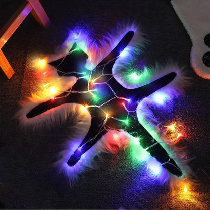 Funny Light Up Cat Rug with Multi-Color Flashing Lights | Holiday Party Decoration Mat | Battery Powered | Machine Washable Halloween (20"x24")