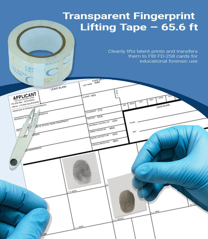 TillBio Latent Fingerprint Kit 13-Piece Set, Magnetic Two-Tone Powder, Magnetic Brush, Fingerprint Cards & More for Classroom and Forensic Science Education (13-in-1 Set)