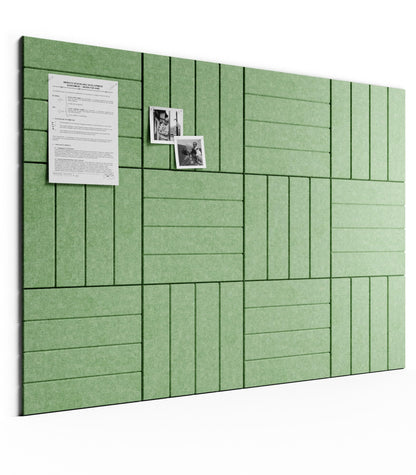 Bumusty Large Cork Board Alternative-48 x 36" Felt Bulletin Board Tiles, with 30 Pushpins, 70 Adhesive Tabs, Bold-Stripe 12-Pack, Cork Boards for Office Push Pin Board Felt Board-Moss Green