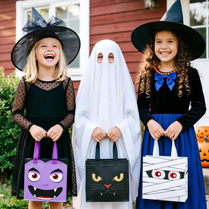 Zoonlinpp 24 Pcs Halloween Goodie Bags Cute Non-Woven Tote Goody Candy Gift Bag for Halloween Themed Trick or Treat Party
