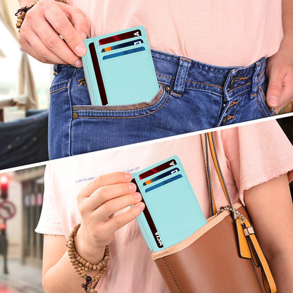YOXIER Leather credit card holder，Slim Minimalist Card case, Front Pocket Card case, RFID Blocking, Credit Card Holder for Men & Women ，Card holder for men