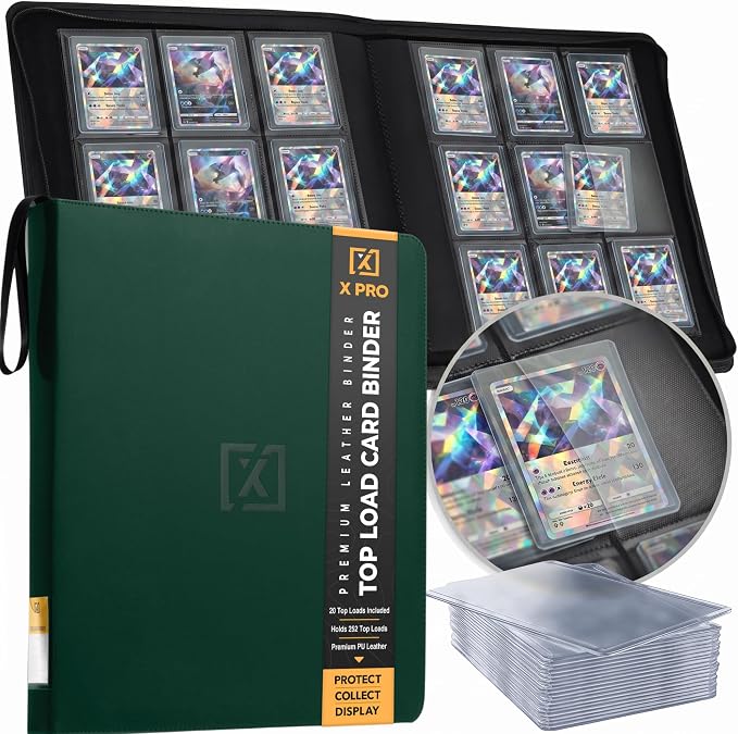 X PRO Top Load Card Binder - Compatible with Top-loading Card Cases - Fits 252 | 20 Premium Loaders Included | 9-Pocket Ringless Double-Sided Pages | Storage for TCG & Sports Cards
