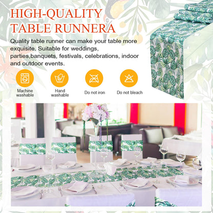 Newwiee 48 Stretch Chair Cover Sashes with 6 Table Runner 6 x 14 Inch Elastic Chair Band Ties 14 x 108 Inch Table Runner for Family Banquet Party Decoration(Hawaiian)