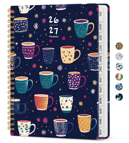 Planner 2026–2027, Weekly & Monthly Academic Organizer for School Year, Jul 2026–Jun 2027, Hardcover Planner with Tabs, Back to School Essential, 6.3" x 8.5", Caffeine Mosaic
