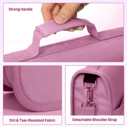 SUNEE Zipper Binder 3 Ring, 3 Inch O-Ring with Handle and Shoulder Strap, 600-Sheet Capacity, 5-Tab Expanding File Folder, Multi-Pockets for Middle School Organizer Binder with Zipper, Grape Purple