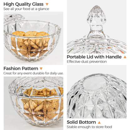 ComSaf 26fl.oz Crystal Glass Candy Dish with Lid – Large Covered Candy Jar with Lid for Office Desk, Coffee Table, Kitchen Counter & Living Room | Gift for Easter, Weddings, Holidays & Parties