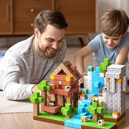 Wattlink Magnetic Building Blocks Set, 150 Pieces Pixel Style Building Cubes, Non-Toxic Construction Toys for Christmas Birthday Gifts, Ages 3+