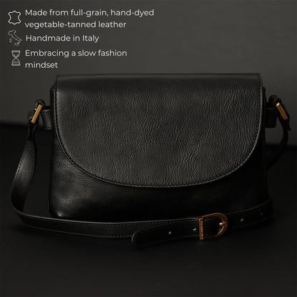 Time Resistance Leather Crossbody Bag for Women - Handbag, Shoulder Bag, Messenger Purse (Black) - Gift Box Included