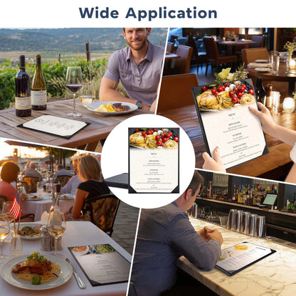 WeChef Menu Holders for Restaurant 8.5"x11" Single Page PU Leather Restaurant Menu Covers with Angled Corners for Wine List Coffee Bar Pub Hotel 5 Pack