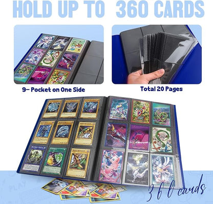 Card Binder 9-Pockets,Trading Card Binder,20 Pages, 360 Card Capacity Collection Binder, Card Folder for MTG, TCG, Game Cards & Sports Cards(Dark Blue)
