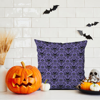 Horror Halloween Decorative Throw Pillow Cover 20x20 Inch Set of 2,Haunted Ghosts Mansion Decor Mystic Skull Spooky Grinning Farmhouse Outdoor Purple Pillowcase for Home Bed Living Room