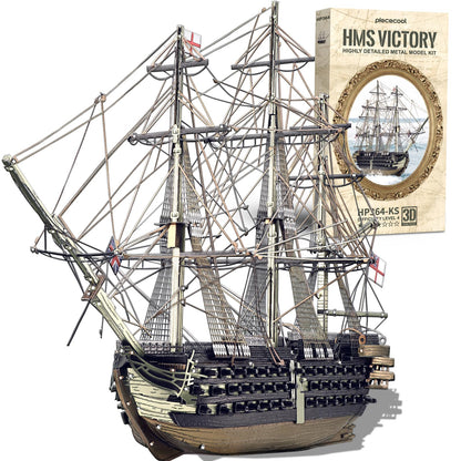 Piececool 3D Metal Puzzles for Adults, HMS Victory Battleship Model Kits Crafts for Adults to Build DIY Models Puzzles, Ideal Creative Great Gift for Family Time Home Decor- 389Pcs