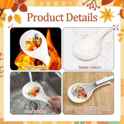 Potchen Spoon Rest Flower Utensil Holder Ceramic Spoon Rest for Stove Top Kitchen Decoration Kitchen Accessories Housewarming Gift for Coffee Bar(Pumpkin)