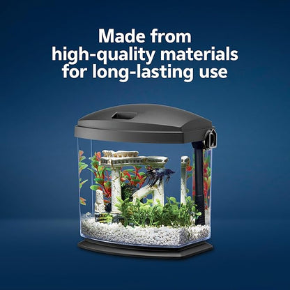 Aqueon BettaBow with Quick Clean Technology Aquarium Kit, Freshwater, Betta Fish, 1-Gallon, Black