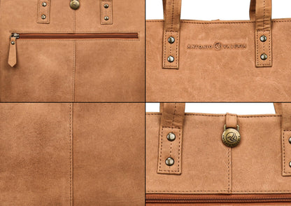 ANTONIO VALERIA Ava Cognac Premium Leather Tote/Top Handle Shoulder Bag for Women