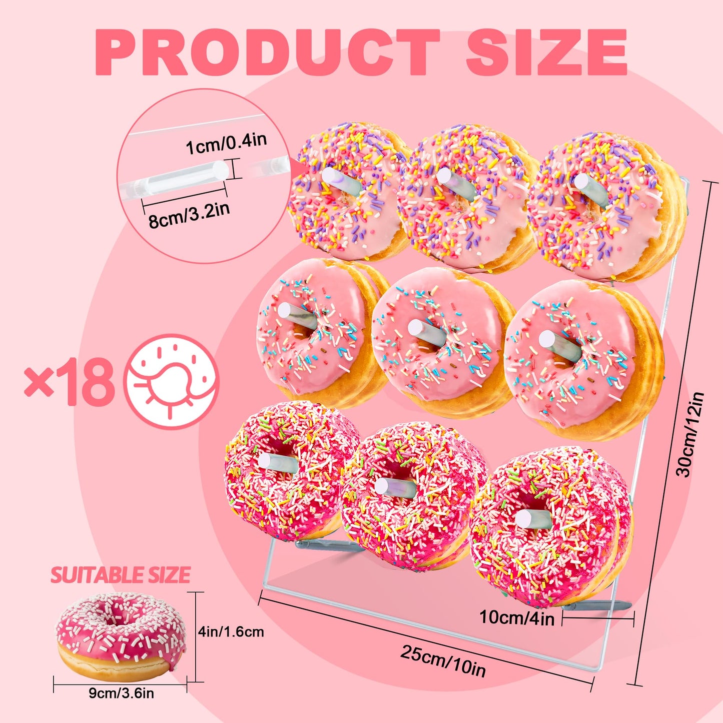 RLHDIS Donut Stand, 2 Pack Acrylic Donut Wall Display Stand, Clear Bagels Holder for Party, Wedding Birthday Events Baby Shower (2 Pack)