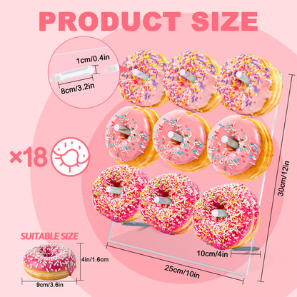 RLHDIS Donut Stand, 2 Pack Acrylic Donut Wall Display Stand, Clear Bagels Holder for Party, Wedding Birthday Events Baby Shower (2 Pack)