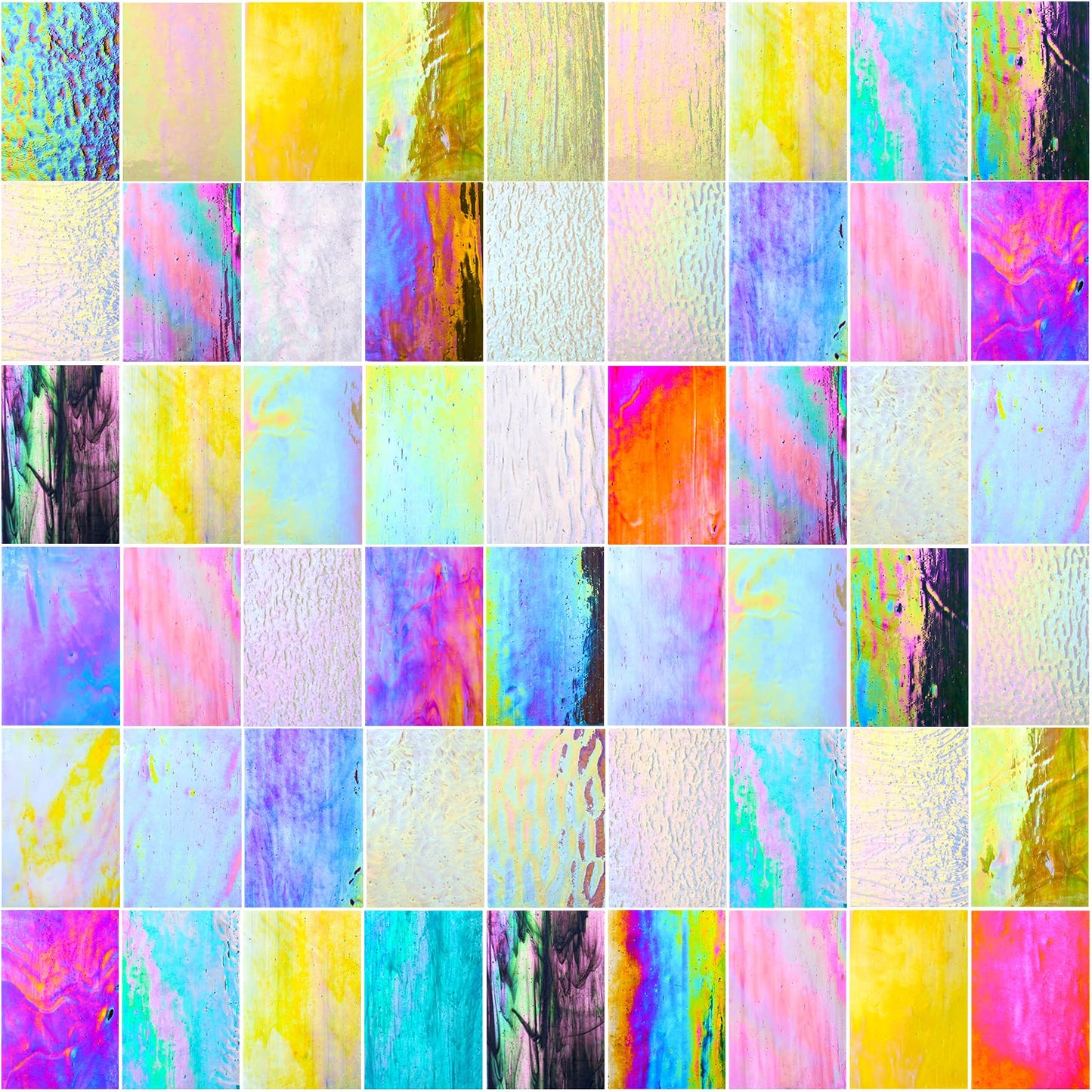 36 Sheets Iridescent Stained Glass Sheet Variety Pack, 4 X 6 inch Cathedral Art Glasses for Home Decor, Stained Glass Supplies for Glass Projects and Mosaic Crafts