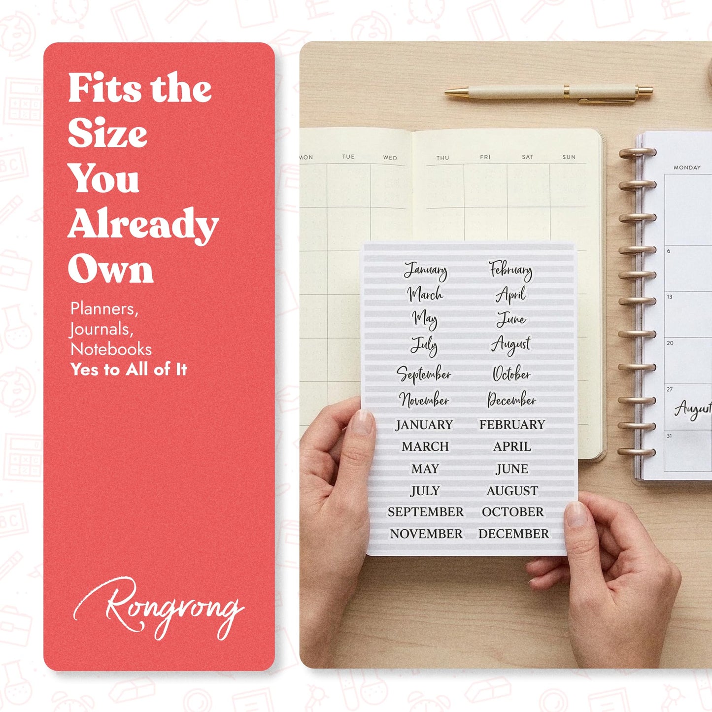 Rongrong Time to Date Planner Stickers Book for Planners, Calendars and Journals – Never Miss a Deadline with Our Essential Date Stickers – Scrapbook Accessories – 24 Pages
