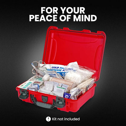 NANUK 910 Waterproof First Aid Box Empty – Durable, Medical First Aid Organizer Case, IP67-Rated, Dustproof, Impact-Resistant, and Floats (7.4" x 4.9" x 3.1") – Red