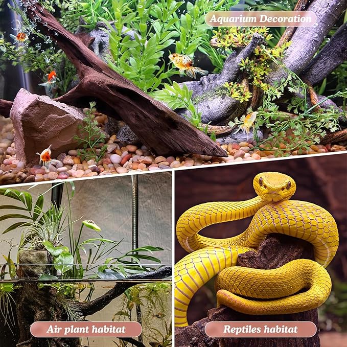 5-Piece 4-8 Inches Natural Aquarium Driftwood Decorations - Aquascape Decor for Fish Tanks, Betta Hideouts, Reptile Enclosures & Plant Attachment