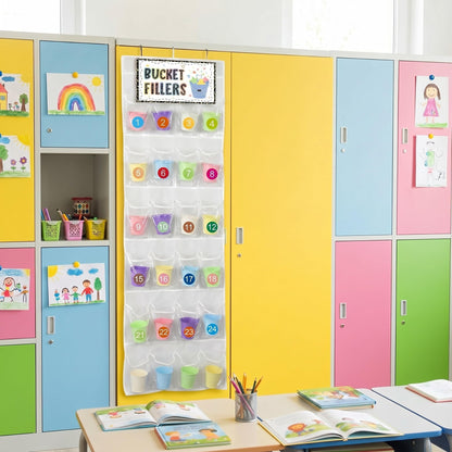 Yoojahow 24 Set Back to School Classroom Management Tools Mini Reward Bucket Filler Activities Have You Filled a Bucket Today Positive Behavior Reward for Teacher Preschool Classroom(Light Color)