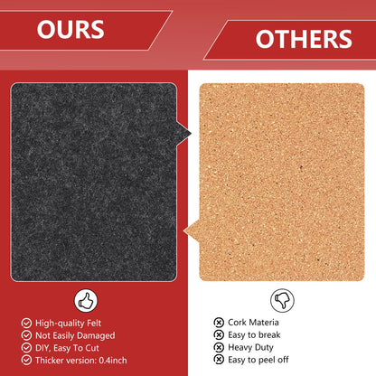 8 Packs Red Hexagon Felt Pin Board, 12" Bulletin Board with 30 Push Pins, Felt Board for Home Kitchen Office Decor, Self-Adhesive Corkboard Tiles for Walls School Message Photos Memos