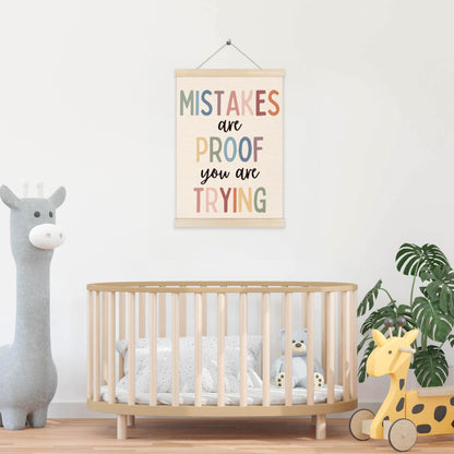 Koesus Boho Mental Health Wall Art Poster Hanger Frame 12x16 Inch, Mistakes Are Proof You Are Trying Inspirational Quotes Canvas Pictures Prints Framed Wall Decor for Classroom Therapist Office