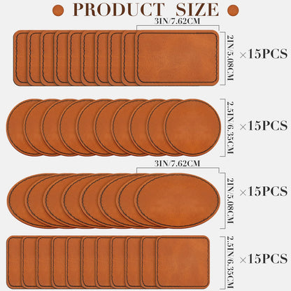 Dunzy 60 Pcs Blank Leatherette Hat Patches Laserable Leatherette Patch Iron on Heat Press with Adhesive Leather Patches for Hats Clothes Repair(Khaki,3 x 2 Inches)
