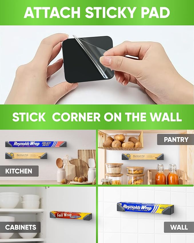 Skywin Adhesive Foil and Plastic Wrap Organizer Black, Fits Box Width up to 2.16/55mm Aluminum Foil Organization and Storage – Aluminum Foil Heavy Duty Holder Aluminum Foil Dispense