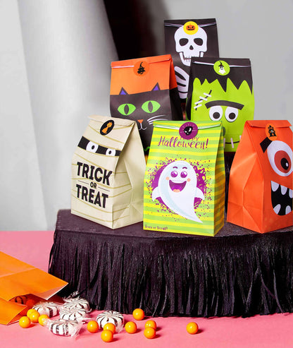 90shine 90PCS Halloween Treat Bags Party Favors - Trick or Treat Candy Goodie Gift Bag Stuffer Filler Paper Supplies Decorations with 90 Stickers