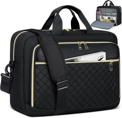 NEWHEY Laptop Bag 17.3 Inch Laptop Briefcase for Women Men Waterproof Shoulder Messenger Bag Large Computer Bag for Business Office Work College, Black