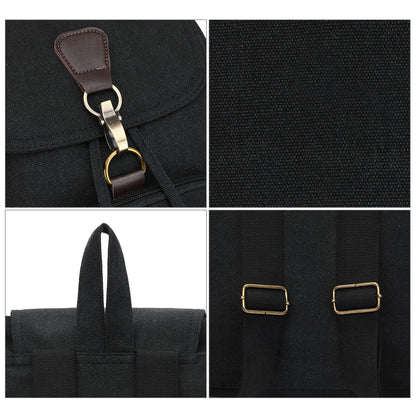 GAEKEAO Small Backpack for Women Canvas Mini Backpack Purse Casual Daypack for Daily Travel Work Sports College Shopping (Black)