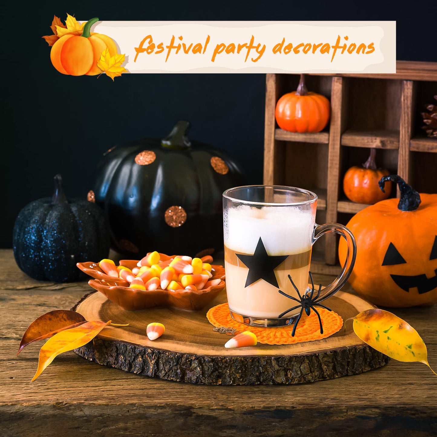 8 Pcs Crochet Pumpkins Coaster Handmade Knitted Drink Coaster Set Autumn Drink Cup Pad Mats Absorbent Bottle Mug Place Mats for Table Protection Fall Halloween Thanksgiving Themed Party Decoration
