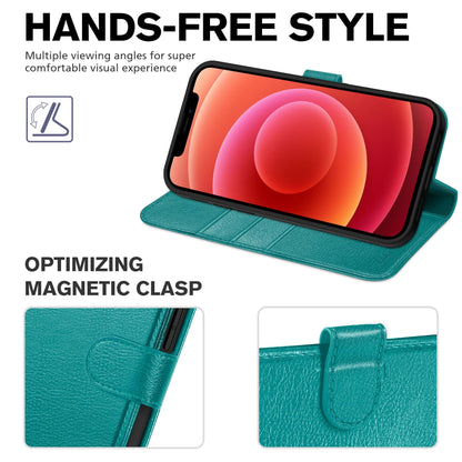 TUCCH Case for iPhone 12, Shockproof Wallet Case [RFID Blocking ] Card Holder, Synthetic Leather Cover Stand Full Protection Compatible with iPhone 12/12 Pro (6.1 Inch, 2020) – Cyan