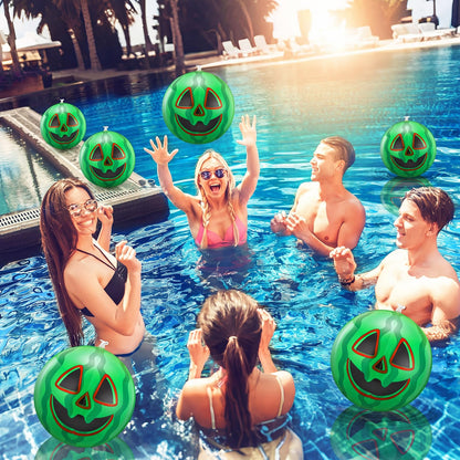 Jenaai 6 Pcs Summer Halloween Inflatable Jack O Melon Beach Bulk 11 Inch Summer Halloween Swimming Pool PVC Watermelon Beach Balls for Home Haunt House Pool Festival Watermelon Party Decorations