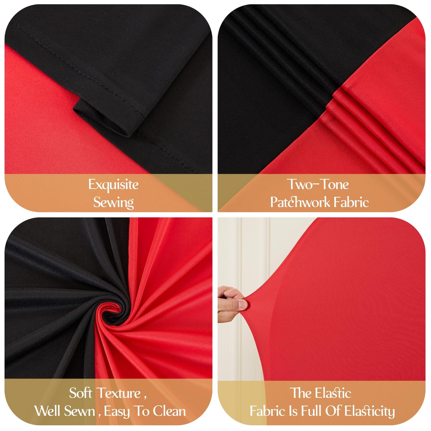 Black Red Arch Cover 2 Set-7.2 and 6ft Arch Backdrop Cover Spandex Wedding Arch Stand Covers for Birthday Party Baby Shower Retirement Graduation Banquet Halloween Photo Background Decorations