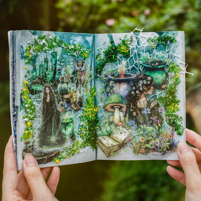 MiyouLuna 180Pcs Forest Witch PET Stickers, Magic Scrapbook Ephemera for Journaling Craft Supplies and Junk Journal