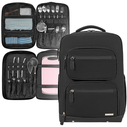 OUUTMEE Large Chef Knife Backpack, Knife Carrier Chef Utensil Case with Multiple Pockets and Slots, Knife Bags for Chefs Professional