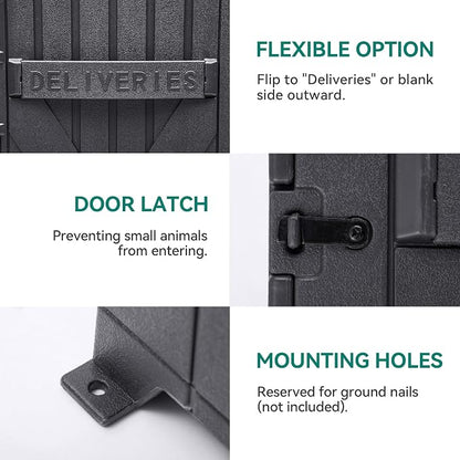 YITAHOME 60 Gallon Large Package Delivery and Storage Box, Double-Wall Resin Outdoor Package Delivery and Waterproof Deck Box for Porch, Curbside, 8.5 Cubic feet, Gray