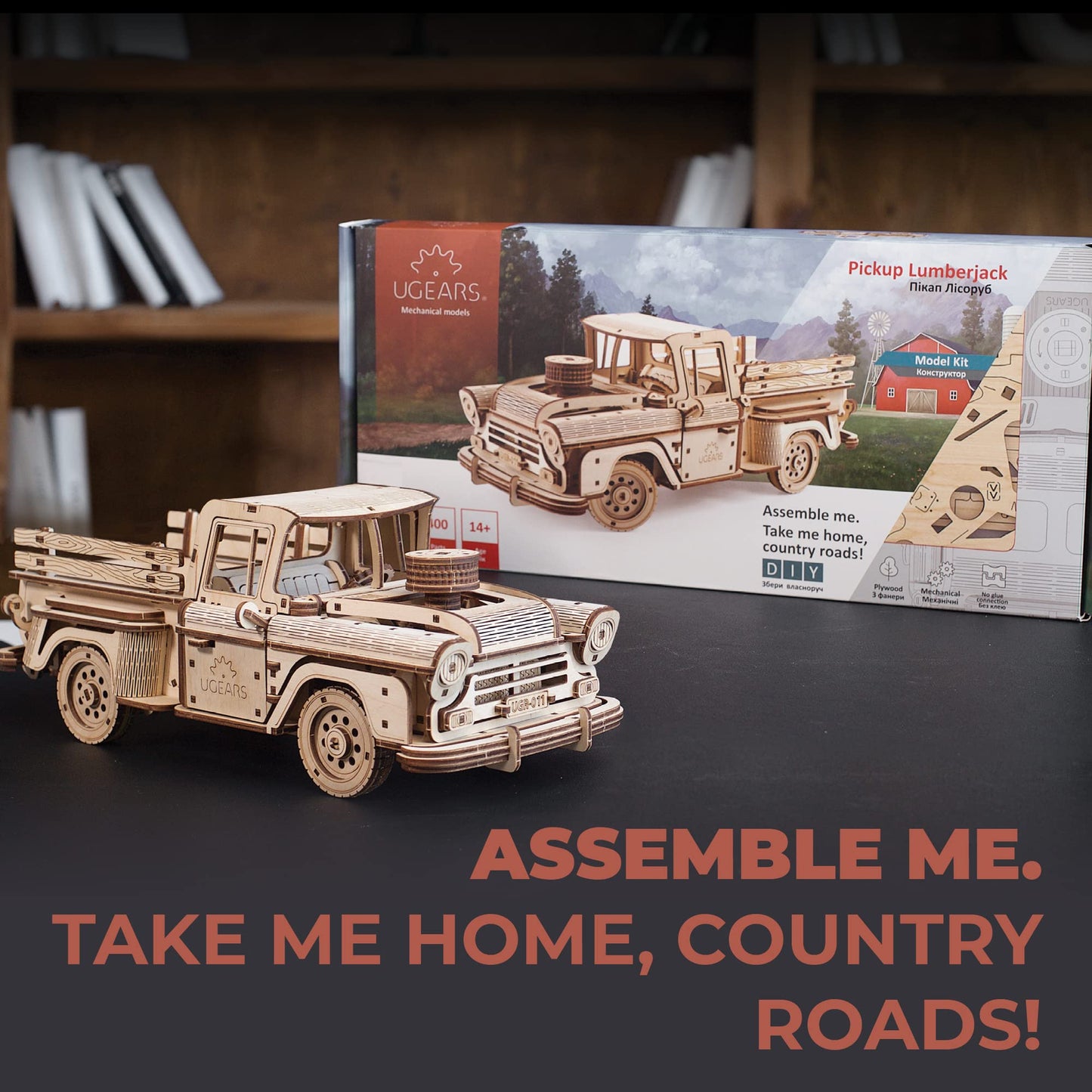 UGEARS Wooden 3D Puzzles for Adults - Pickup Lumberjack Model Car Kits 3D Puzzle Adult Crafts - Mechanical Wooden Model Kits for Adults Retro Chevrolet 3100 Inspired