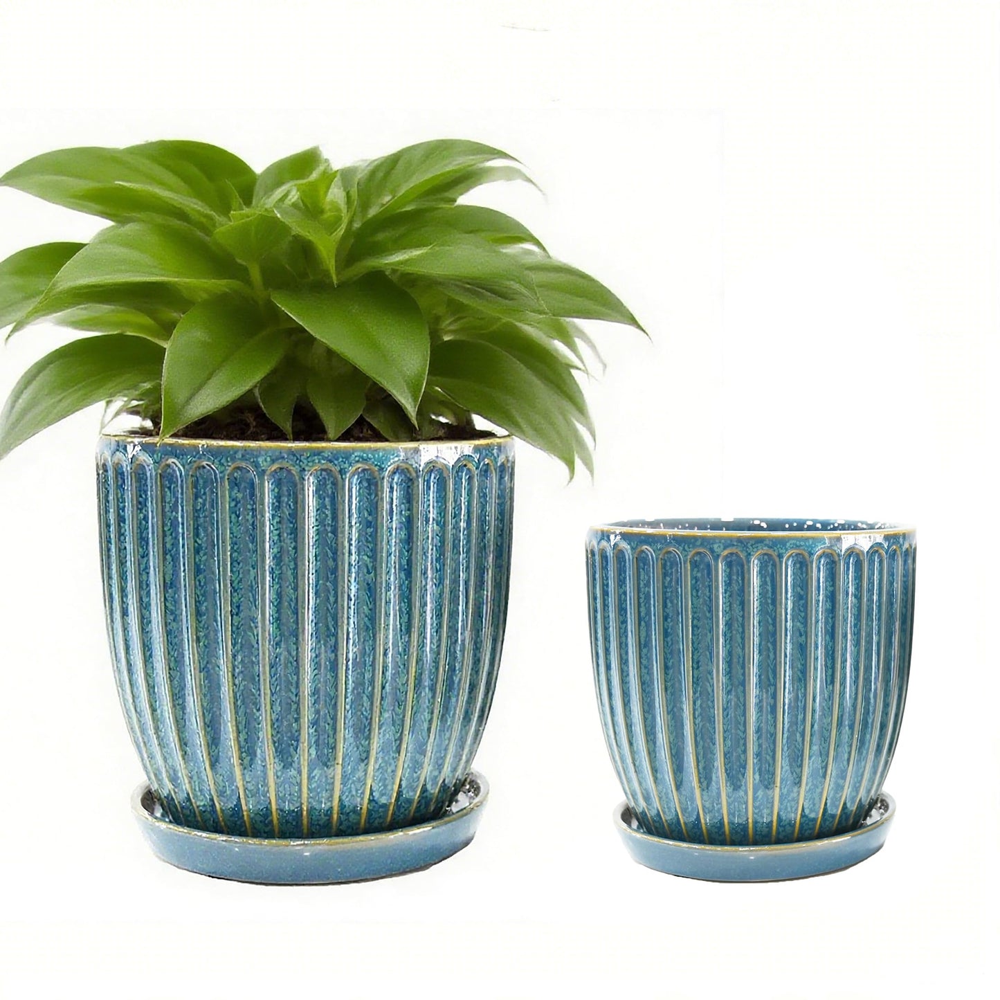 5+6 inch Ceramic Plant Pots Set of 2 with Drainage Hole, Flower Pots Planters Pots for Indoor Plants, Flower Pots for Indoor/Outdoor Plants - Succulent, Snake Plant, Money Tree, Basil Planter
