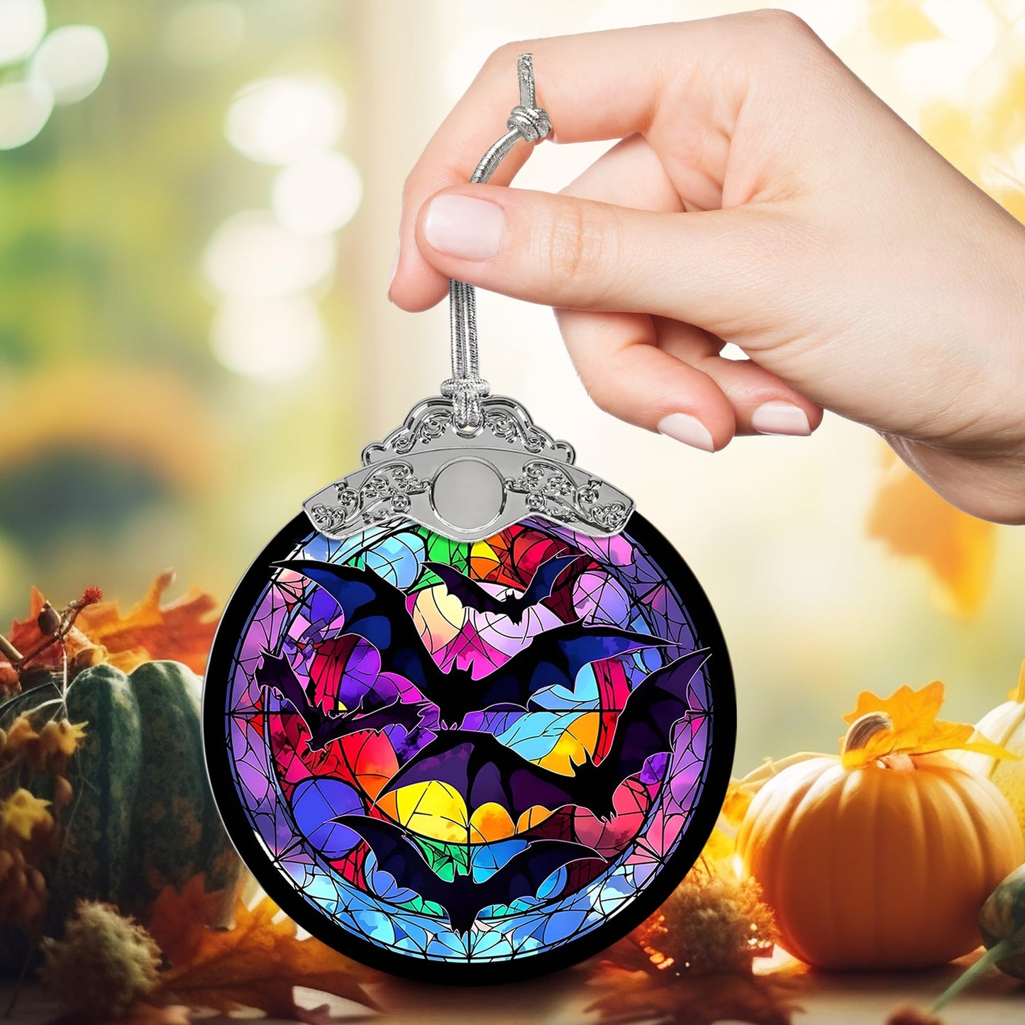 Jocidea Bat Hanging Ornament Glass Ornament - Christmas & Halloween Decoration - Keepsake Gift