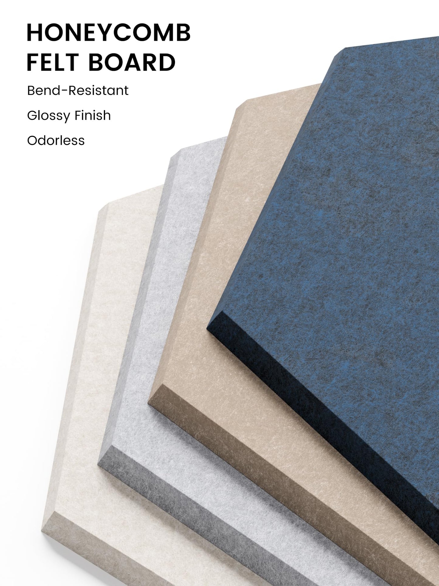 Fluxynara Hexagon Cork Board Alternative for Walls Decor-8-Pack Felt Bulletin Board Tiles,with 30 Pushpins,50 Adhesive Tabs for Office,Classrooms & Home Pin Board Felt Board-Nordic Slate