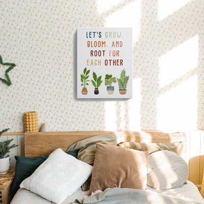 TAZSWDMM Boho Inspirational Classroom Framed Canvas Wall Art Posters, Let's Grow Root for Each Other Motivational Wall Art Prints for Classroom Kids Bedroom Playroom Decor, 11x14 Inch