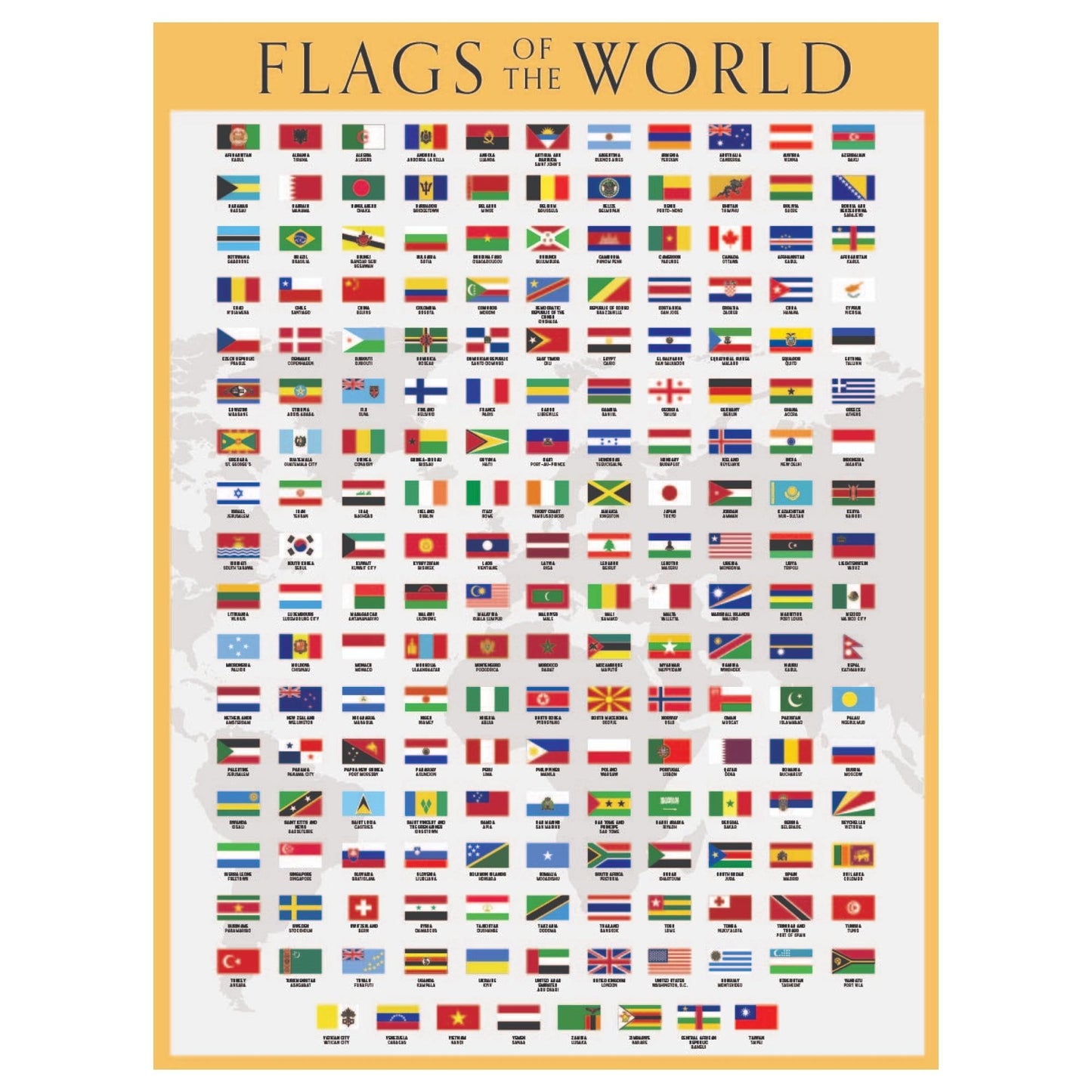 Wallbuddy Flags of the World Educational Charts & Posters | World Country Flags with Capital | Teacher Supplies for Homeschool Classroom Decor (12x16)