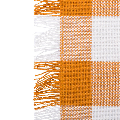 DII Heavyweight Fringed Check Tabletop Collection, Table Runner, 14x108, Pumpkin Spice