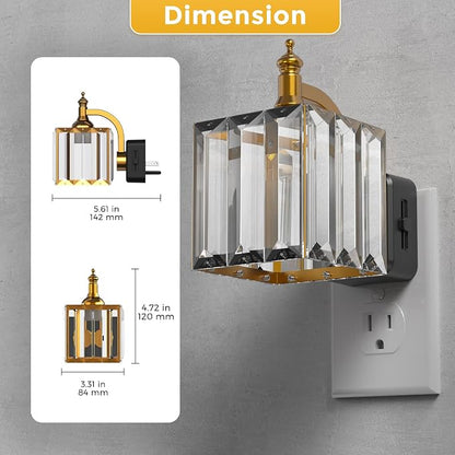 L LOHAS LED Night Light, Night Lights Plug into Wall, 3000K Soft White LED, Crystal Night Lights with Dusk to Dawn Sensor, 0-100lm Adjustable Brightness, for Hallway Bedroom Stairway